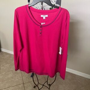 NWT Sonoma Pink & Blue Long Sleeve Pajama Top - XXL